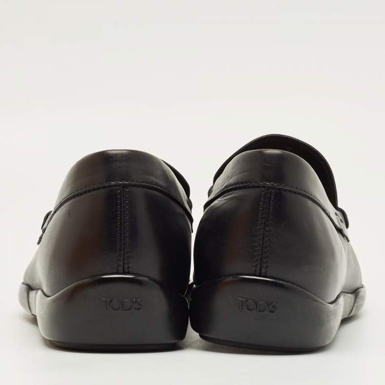 Pre Owned Tod's Black Leather Slip On Loafers Size 41