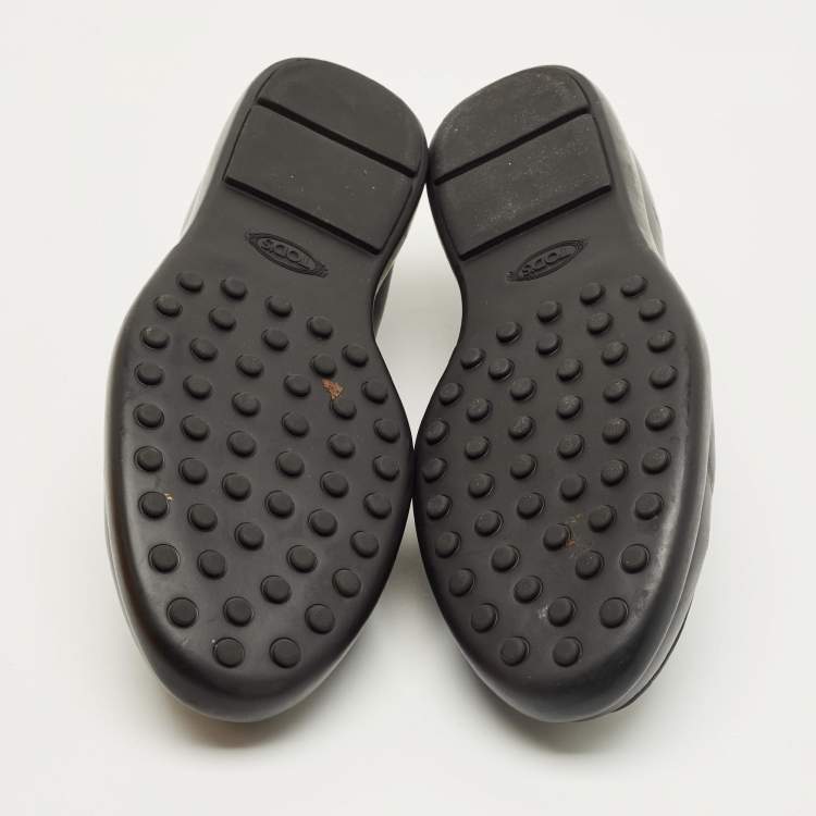 Pre Owned Tod's Black Leather Slip On Loafers Size 41