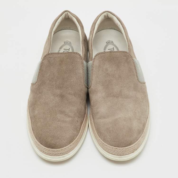 Pre Owned Tod's Light Brown Suede Slip On Sneakers Size 44