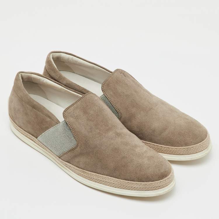Pre Owned Tod's Light Brown Suede Slip On Sneakers Size 44