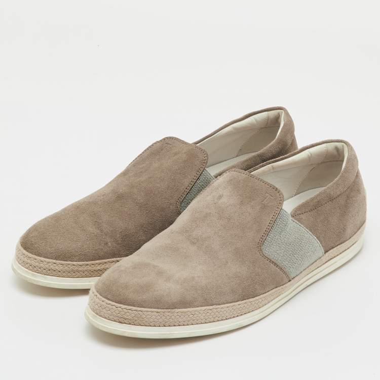 Pre Owned Tod's Light Brown Suede Slip On Sneakers Size 44