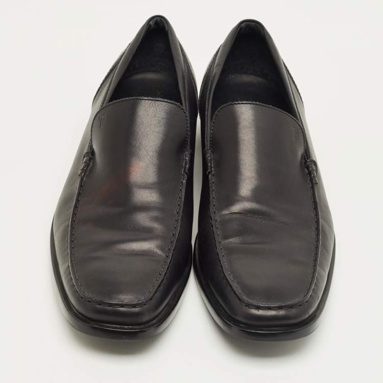 Pre Owned Tod's Black Leather Slip OnPenny Loafers Size 47.5