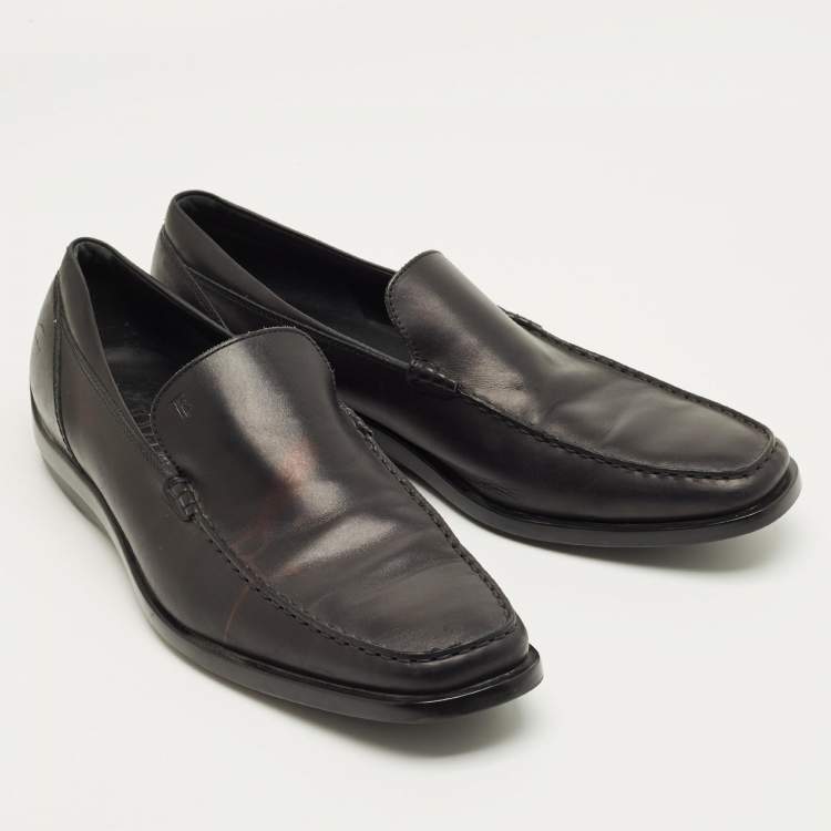 Pre Owned Tod's Black Leather Slip OnPenny Loafers Size 47.5
