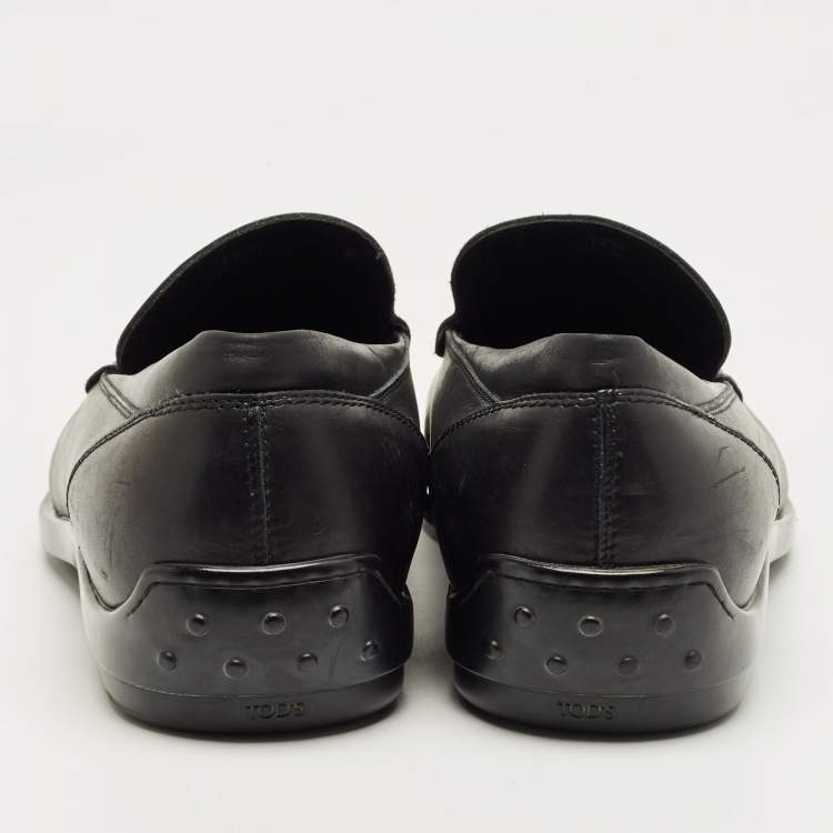 Pre Owned Tod's Black Leather Slip OnPenny Loafers Size 47.5