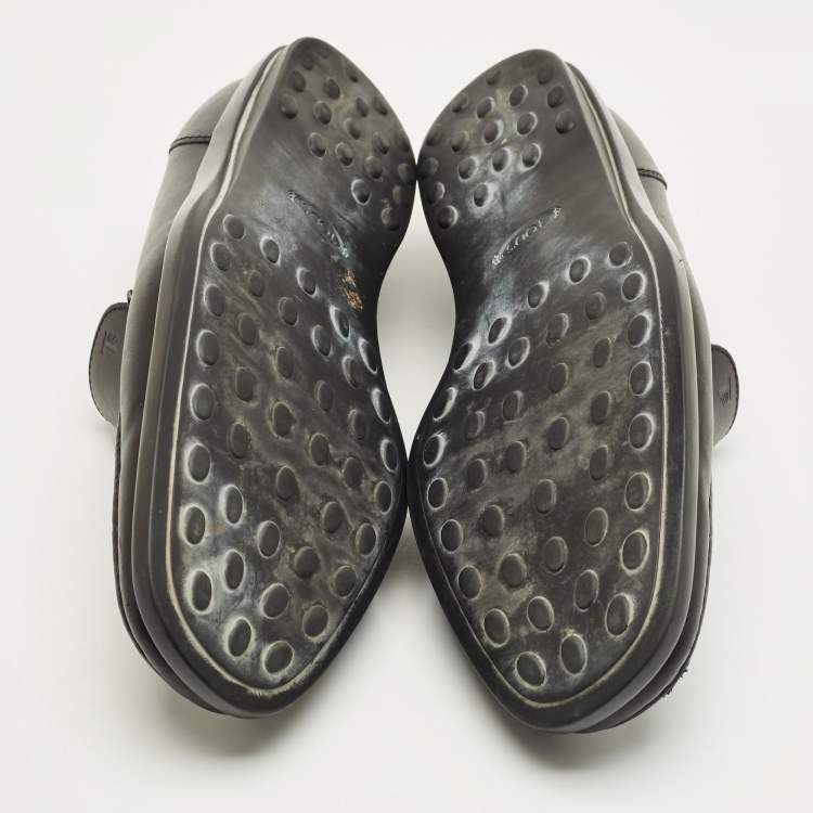 Pre Owned Tod's Black Leather Slip OnPenny Loafers Size 47.5