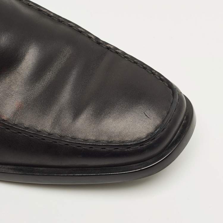 Pre Owned Tod's Black Leather Slip OnPenny Loafers Size 47.5