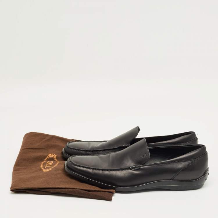 Pre Owned Tod's Black Leather Slip OnPenny Loafers Size 47.5