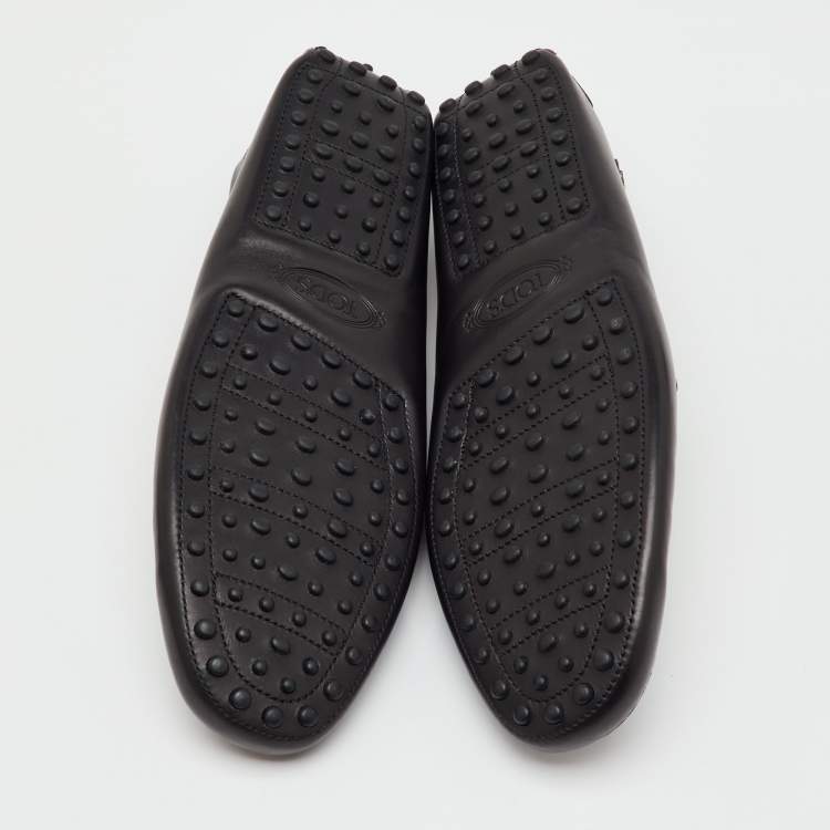 Pre Owned Tod’s For Ferrari Black Leather Gommino Driving Loafers Size 45