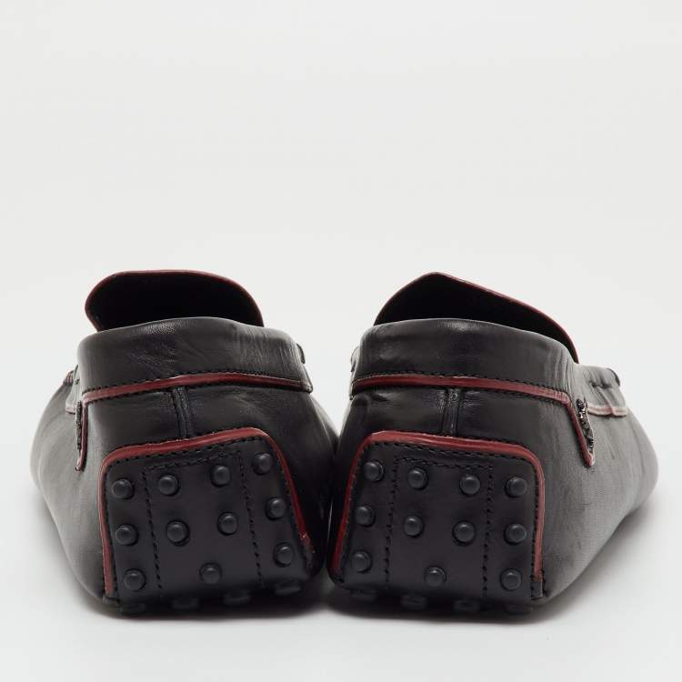 Pre Owned Tod’s For Ferrari Black Leather Gommino Driving Loafers Size 45