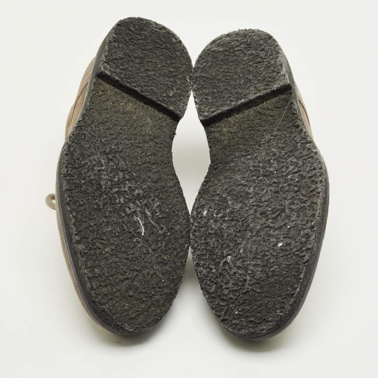 Pre Owned Tod's Grey Suede Lace Up Ankle Length Boots Size 41