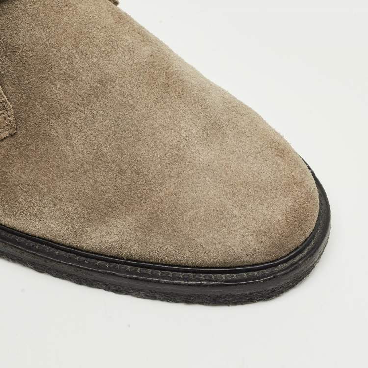 Pre Owned Tod's Grey Suede Lace Up Ankle Length Boots Size 41