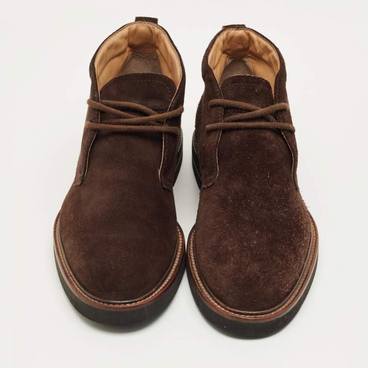 Pre Owned Tod's Brown Suede Ankle Length Boots Size 41.5
