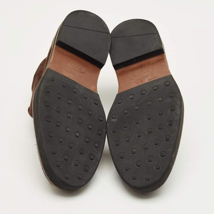 Pre Owned Tod's Brown Suede Ankle Length Boots Size 41.5