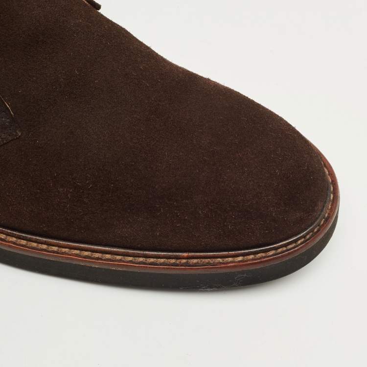 Pre Owned Tod's Brown Suede Ankle Length Boots Size 41.5