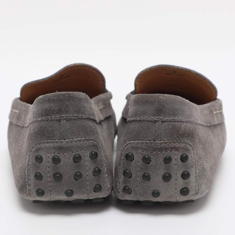 Pre Owned Tod's for Ferrari Grey Suede Loafers Size 41