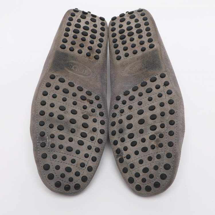 Pre Owned Tod's for Ferrari Grey Suede Loafers Size 41