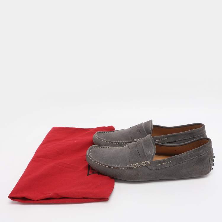 Pre Owned Tod's for Ferrari Grey Suede Loafers Size 41