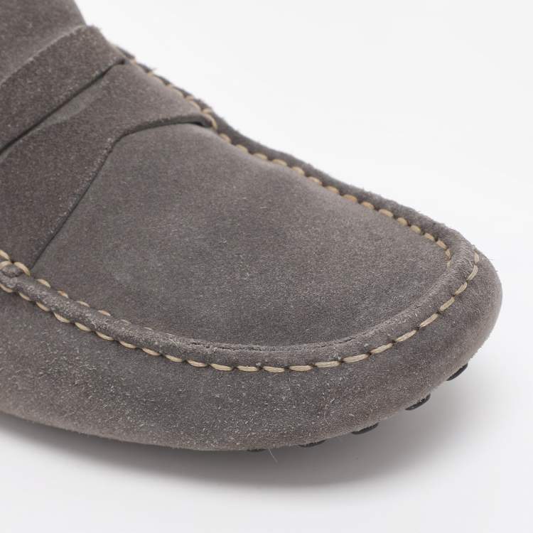 Pre Owned Tod's for Ferrari Grey Suede Loafers Size 41