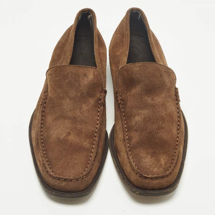 Pre Owned Tod's Size 41.5 Brown Suede Penny Loafers