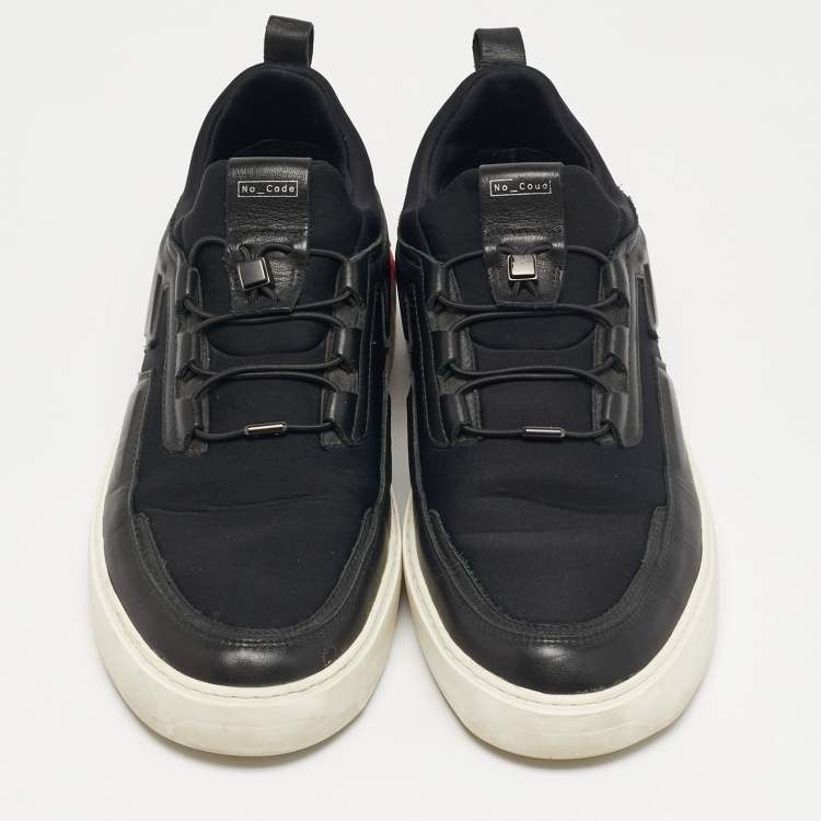 Pre Owned Tod's No_Code J Size 43 Black Leather and Neoprene Low Top Sneakers