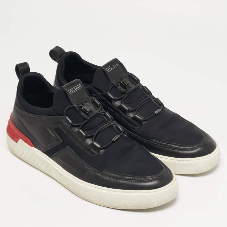 Pre Owned Tod's No_Code J Size 43 Black Leather and Neoprene Low Top Sneakers