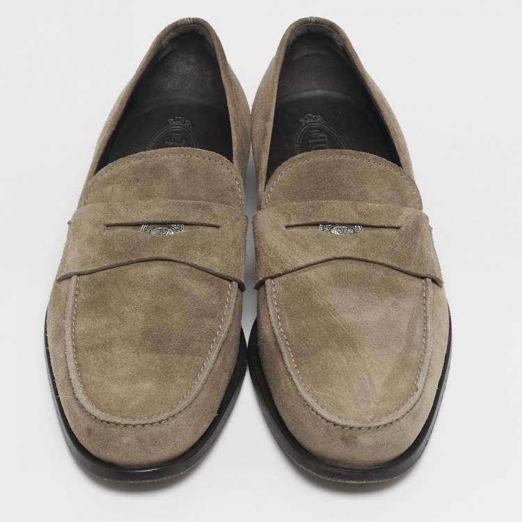 Pre Owned Tod's Size 44 Brown Suede Penny Loafers