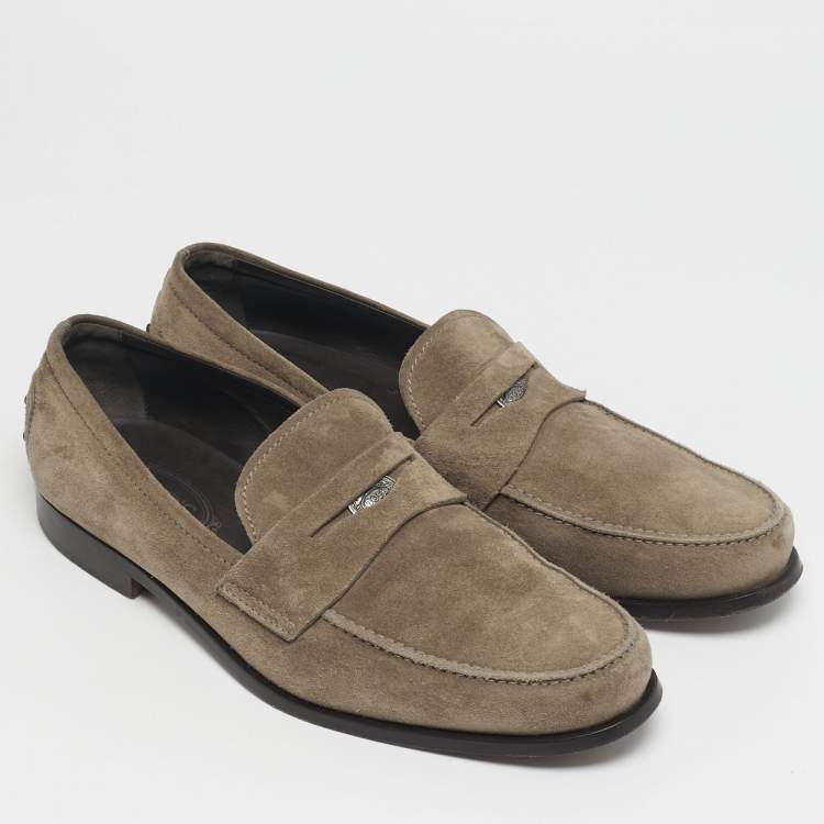 Pre Owned Tod's Size 44 Brown Suede Penny Loafers