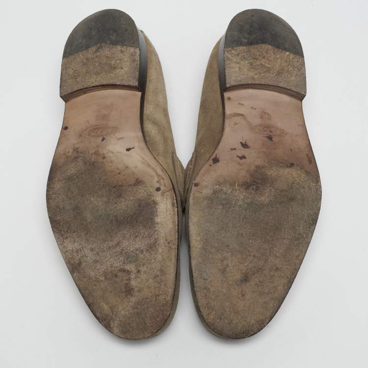 Pre Owned Tod's Size 44 Brown Suede Penny Loafers