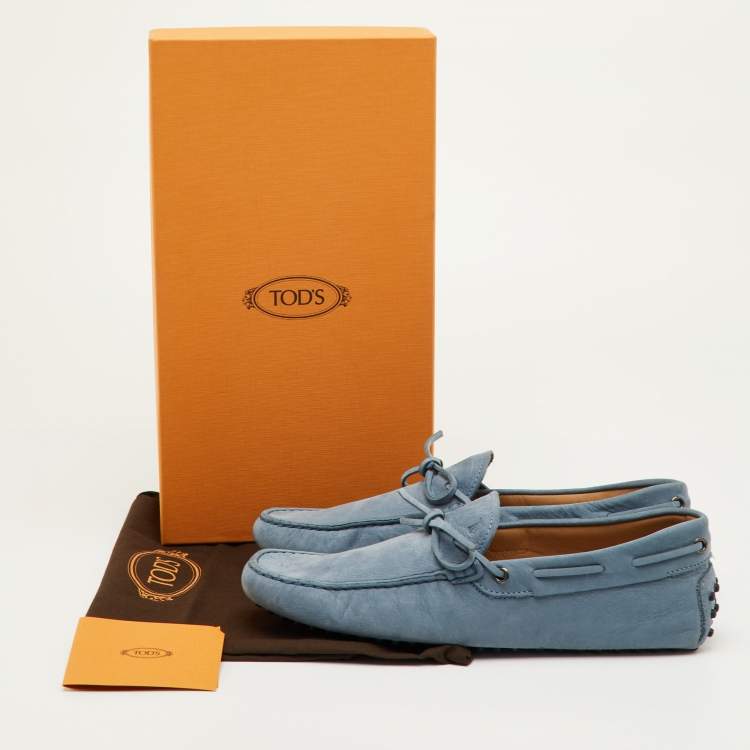 Pre Owned Tod's City Gommino Size 42 Blue Nubuck Leather Driver Loafers