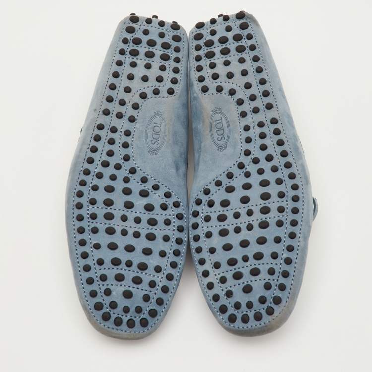 Pre Owned Tod's City Gommino Size 42 Blue Nubuck Leather Driver Loafers