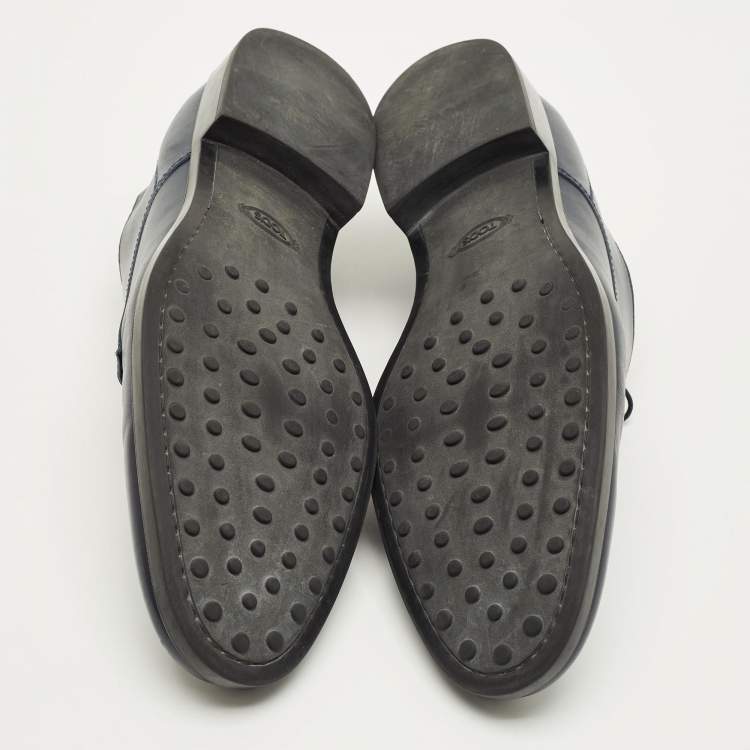 Pre Owned Tod's Size 45.5 Navy Blue Leather Lace Up Derby