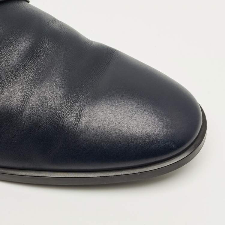 Pre Owned Tod's Size 45.5 Navy Blue Leather Lace Up Derby