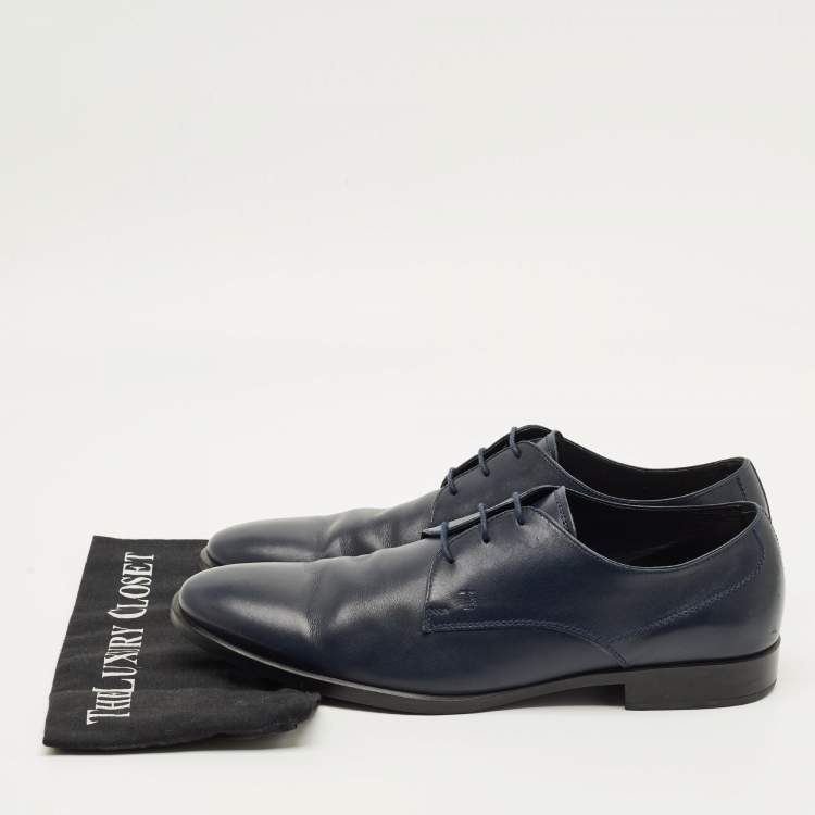 Pre Owned Tod's Size 45.5 Navy Blue Leather Lace Up Derby