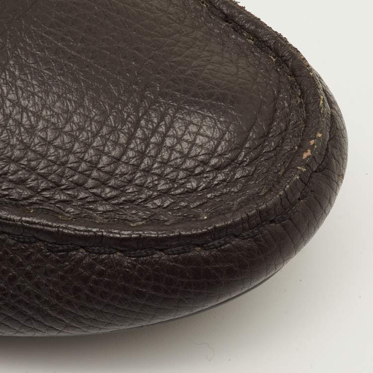 Pre Owned Tod's Size 41 Dark Brown Leather Slip On Loafers