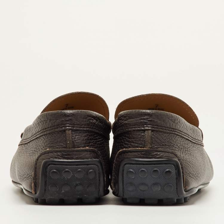 Pre Owned Tod's Size 41 Dark Brown Leather Slip On Loafers