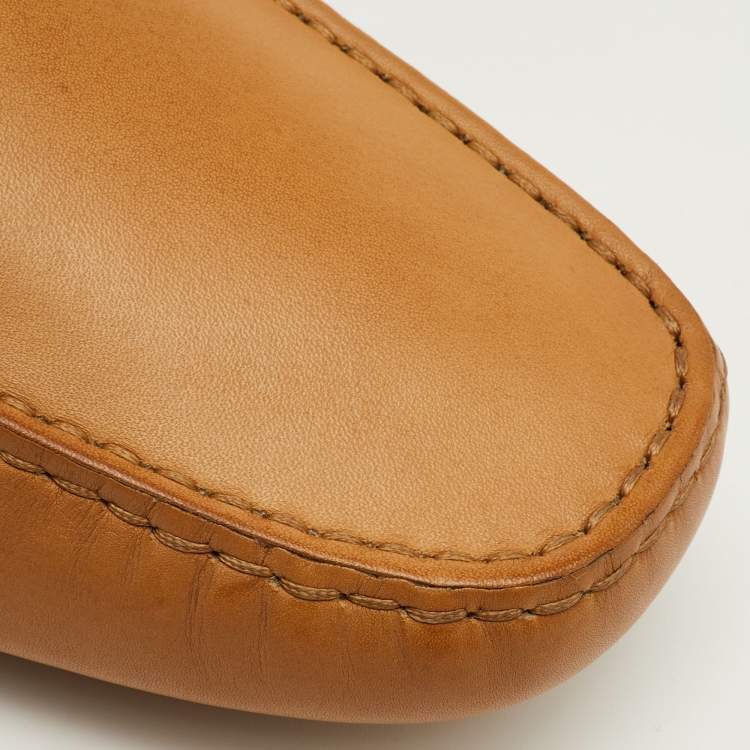 Pre Owned Tod's City Gommino Size 42 Tan Leather Slip On Loafers