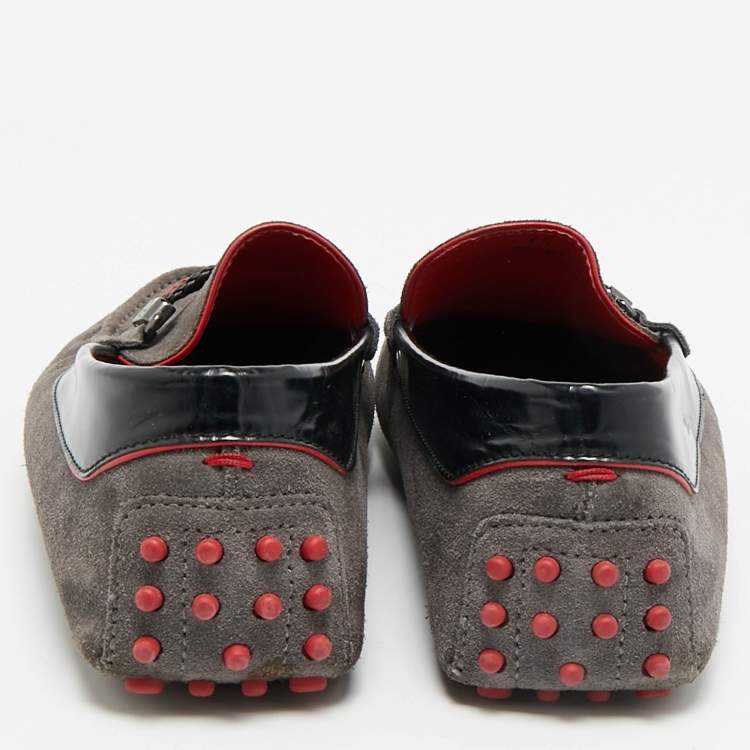 مملوكة مسبقًا Tod's For Ferrari Size 41.5 Grey/Black Leather and Suede Loafers