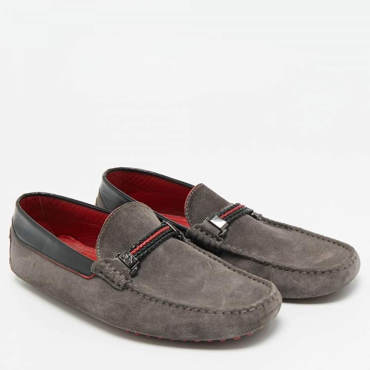 مملوكة مسبقًا Tod's For Ferrari Size 41.5 Grey/Black Leather and Suede Loafers