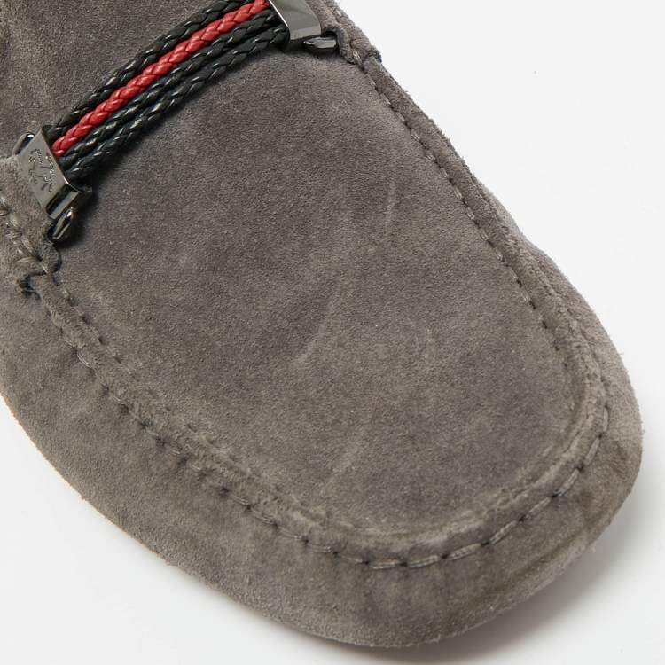 مملوكة مسبقًا Tod's For Ferrari Size 41.5 Grey/Black Leather and Suede Loafers