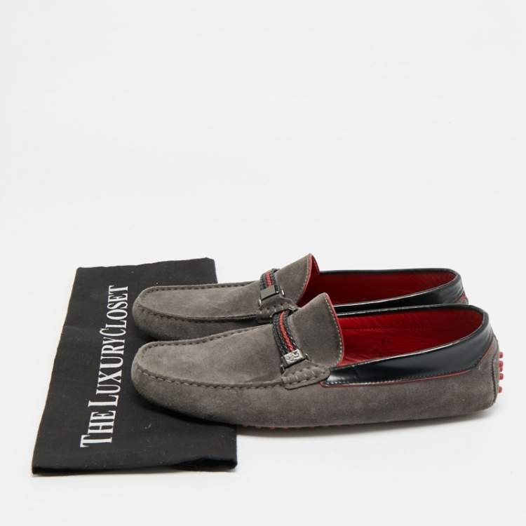 مملوكة مسبقًا Tod's For Ferrari Size 41.5 Grey/Black Leather and Suede Loafers