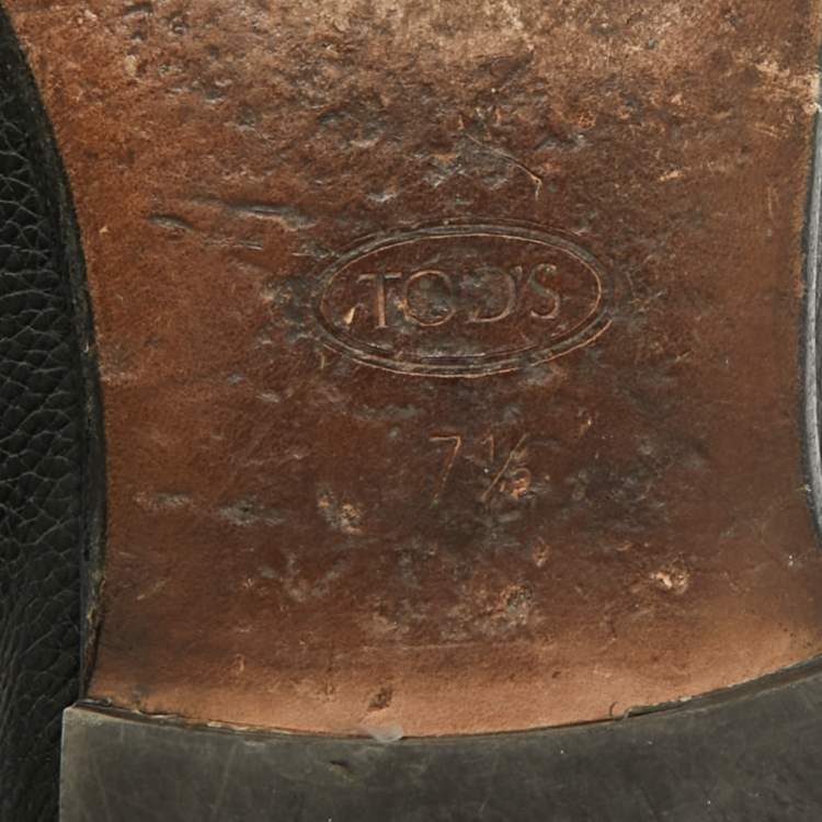 Pre Owned Tod's T Timeless Size 41.5 Black Leather Loafers