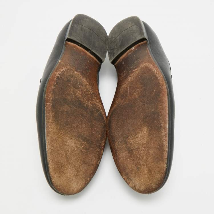 Pre Owned Tod's T Timeless Size 41.5 Black Leather Loafers