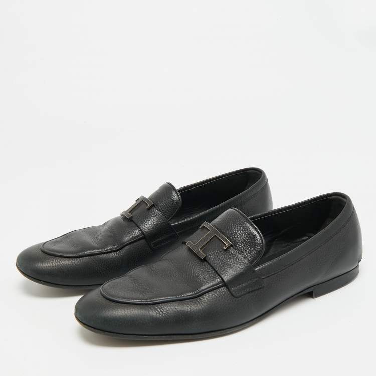 Pre Owned Tod's T Timeless Size 41.5 Black Leather Loafers