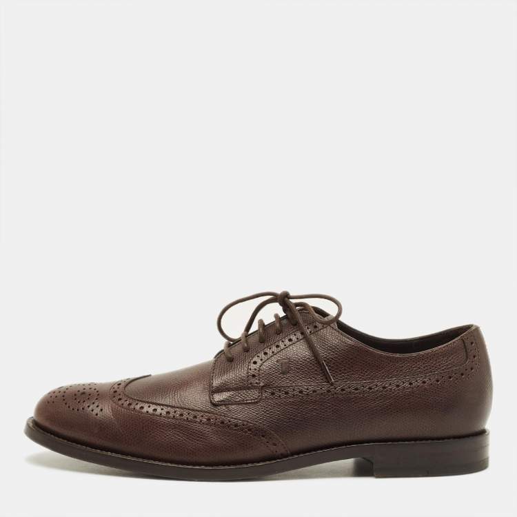 مملوكة مسبقًا Tod's Size 42.5 Brown Leather Brogue Derby