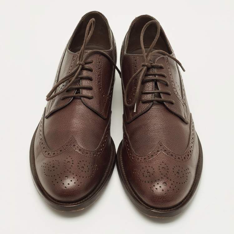 مملوكة مسبقًا Tod's Size 42.5 Brown Leather Brogue Derby