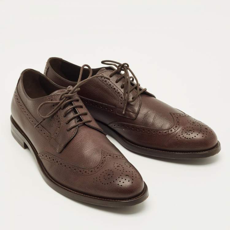 مملوكة مسبقًا Tod's Size 42.5 Brown Leather Brogue Derby