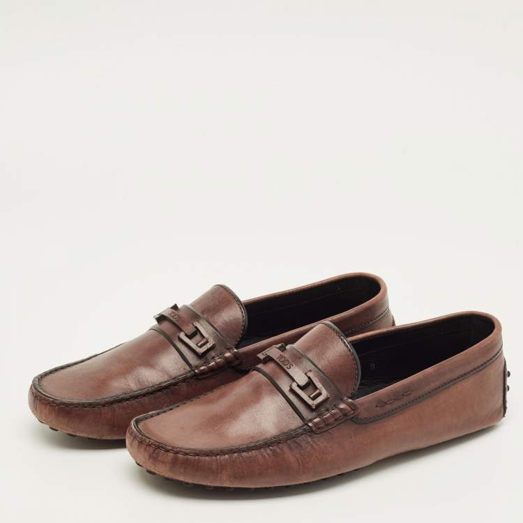 Pre Owned Tod's Size 43 Brown Leather Penny Loafers
