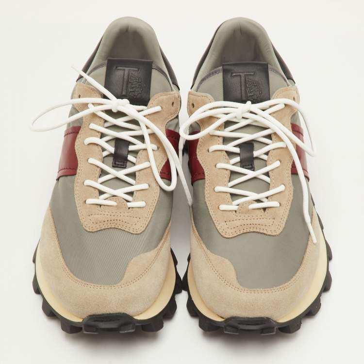 Pre Owned Tod's Size 41.5 Multicolor Fabric, Leather and Suede Low Top Sneakers