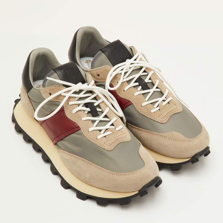 Pre Owned Tod's Size 41.5 Multicolor Fabric, Leather and Suede Low Top Sneakers