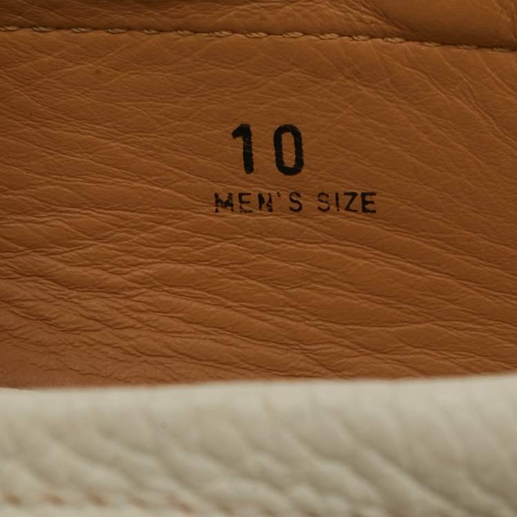 Pre Owned Tod's Size 44.5 White Leather Slip On Loafers